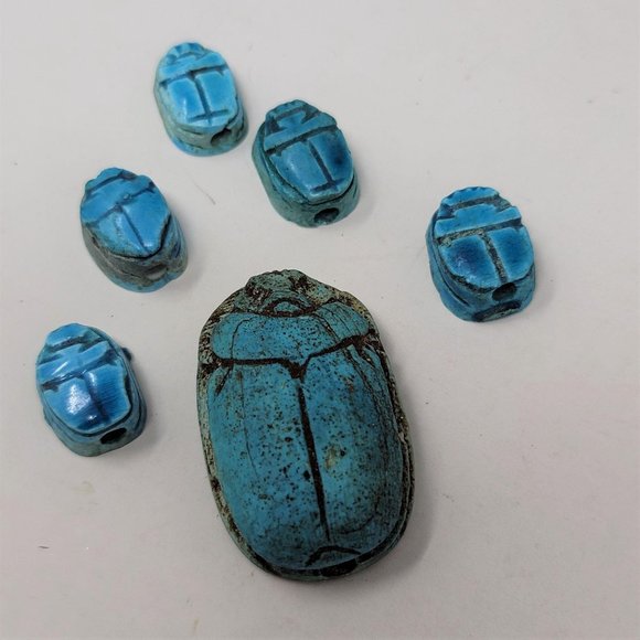 COPY - Vintage Scarab Beads Blue from Egypt - Picture 6 of 7